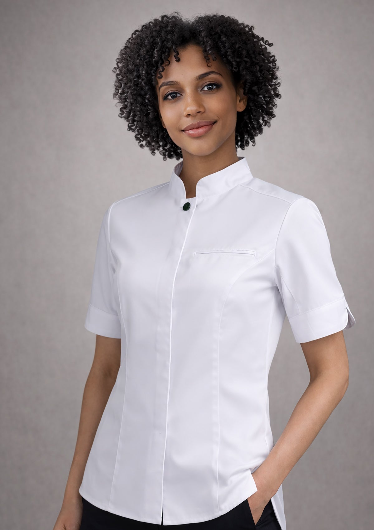 Women's Chef Shirt In Fine Quality Slim-Fit Short Sleeves