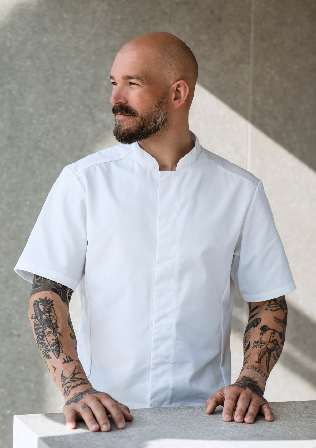 Camisa de chef para hombre entallada manga corta | Segers