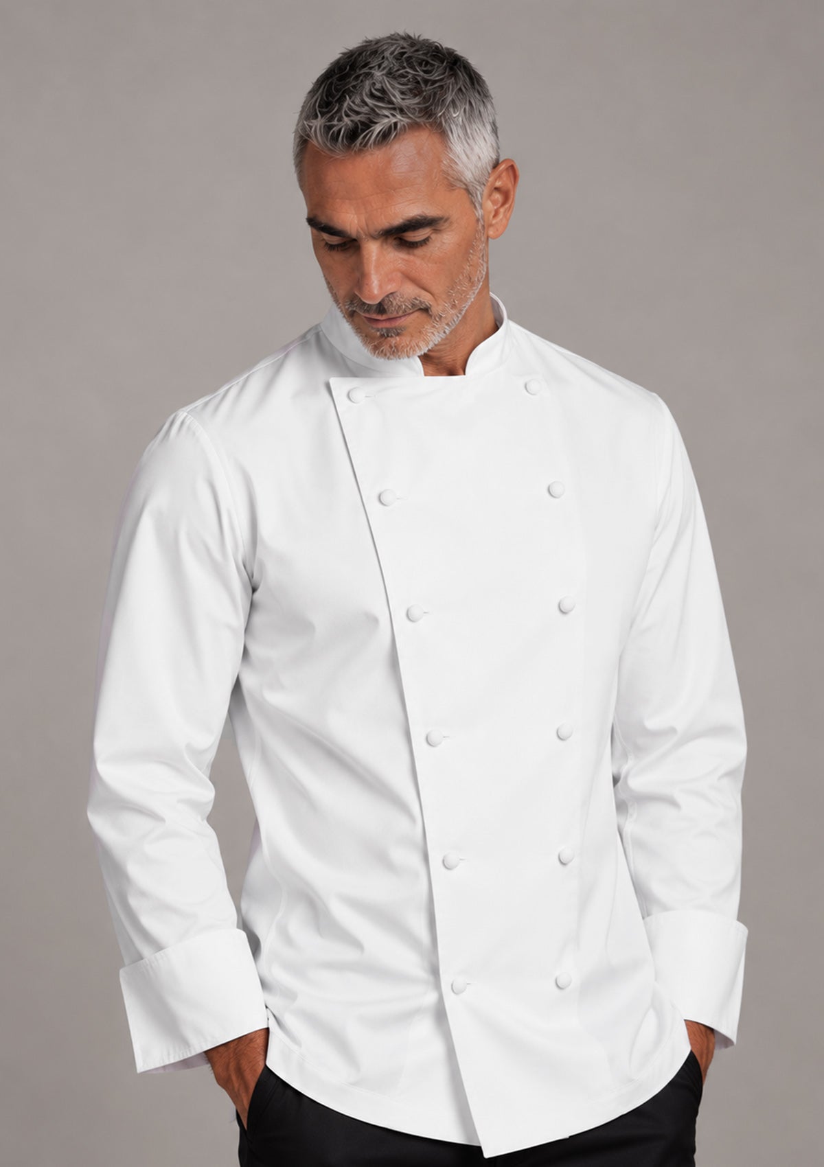 Men's Chef Jacket in French-Cut Long Sleeves