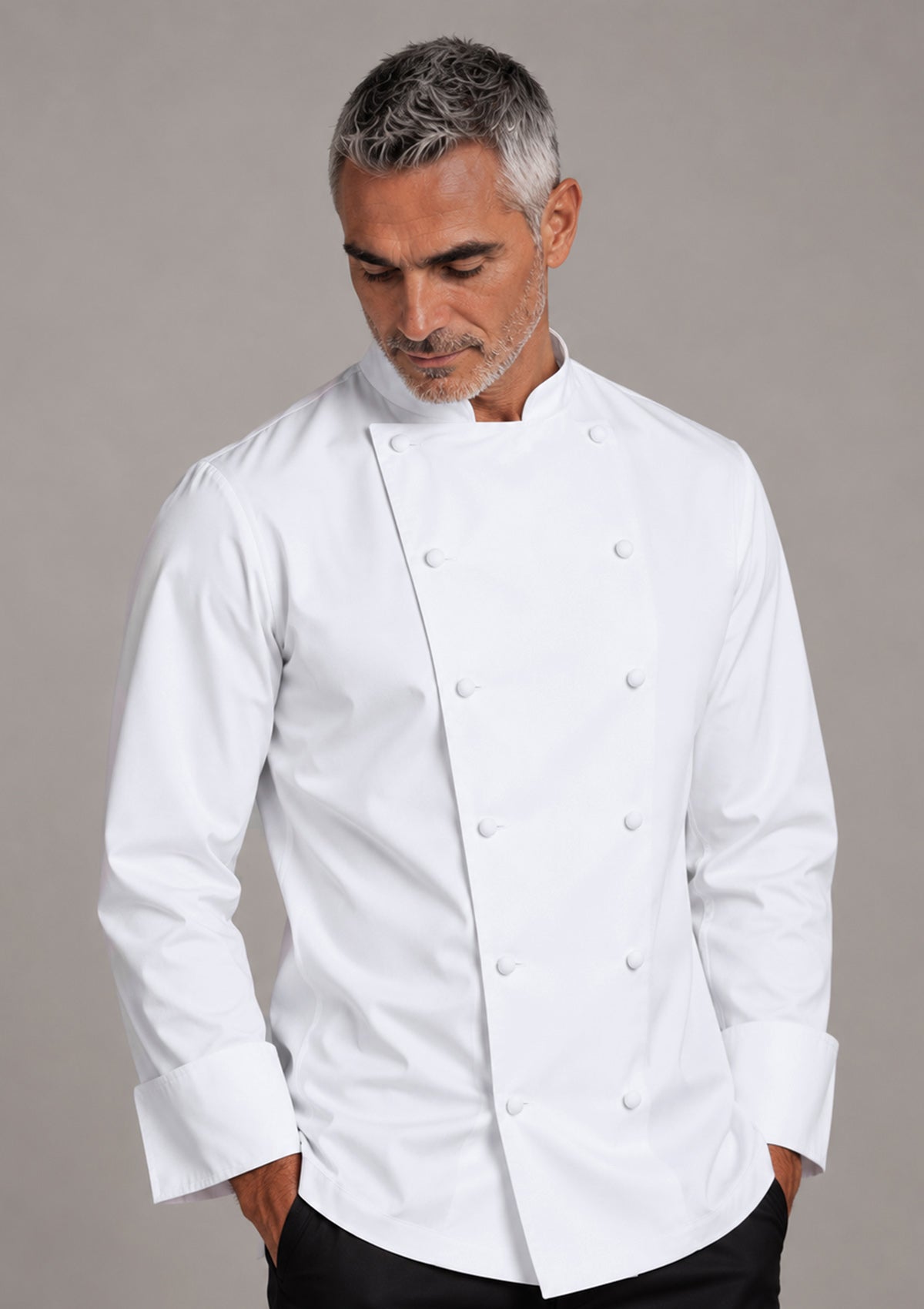 Men's Chef Jacket in French-Cut Long Sleeves