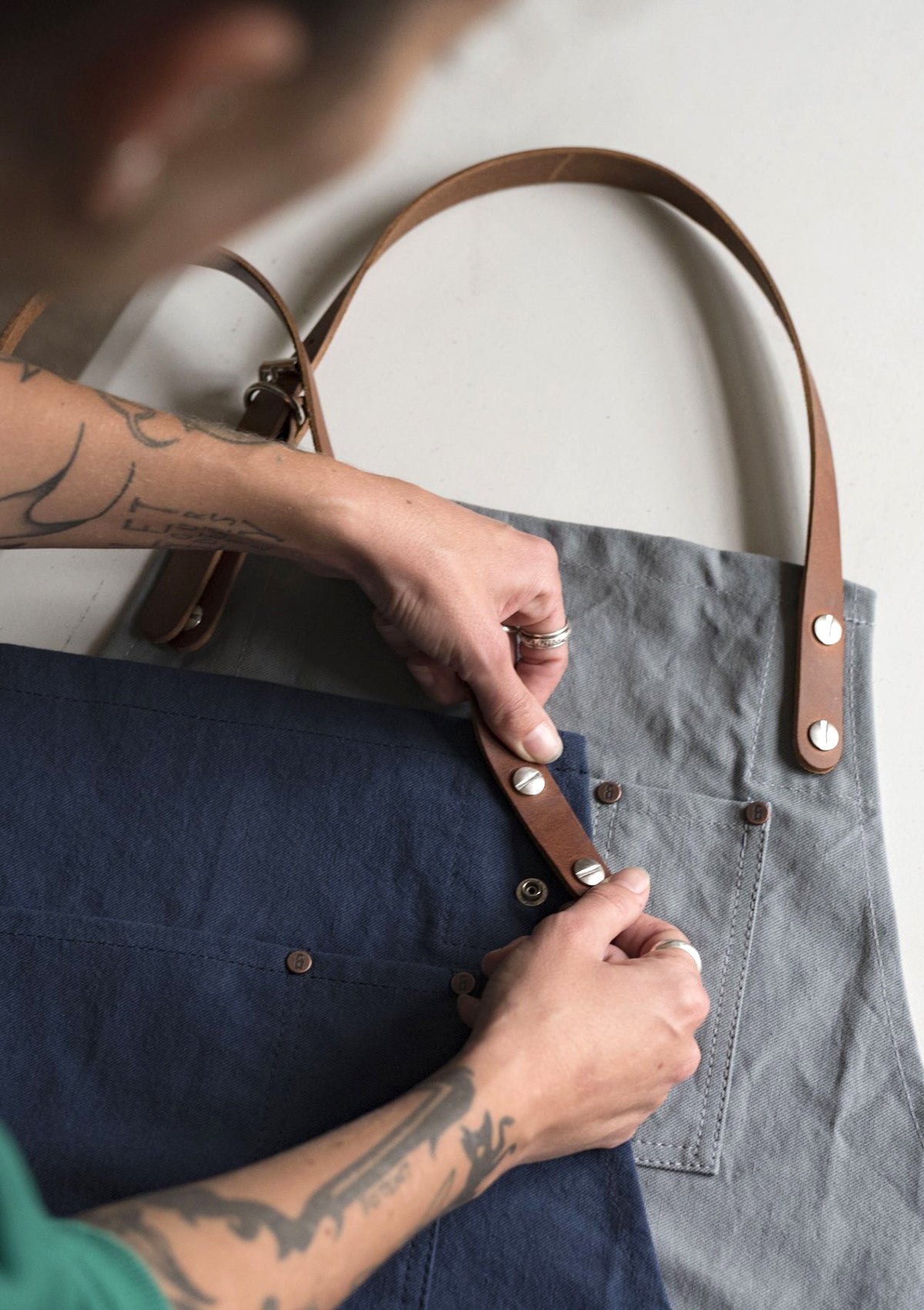 Handcrafted Original Apron with Leather Straps Unisex | Risdon & Risdon
