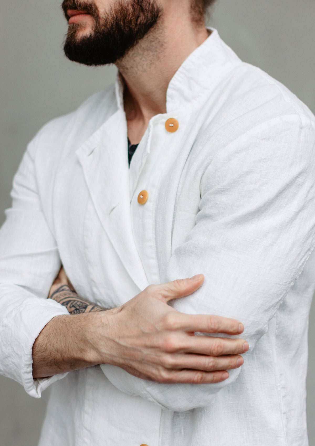 Chaqueta de chef Bristol de lino fino cruzada unisex | U.C.W