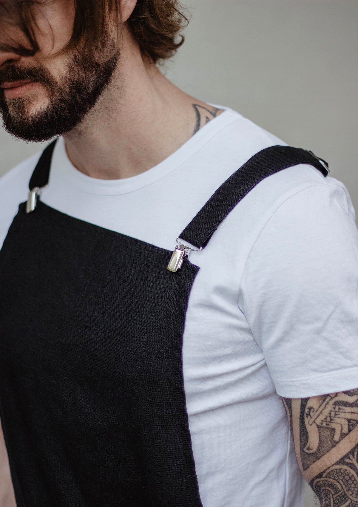 Delantal con peto Marseilles de lino fino unisex | U.C.W