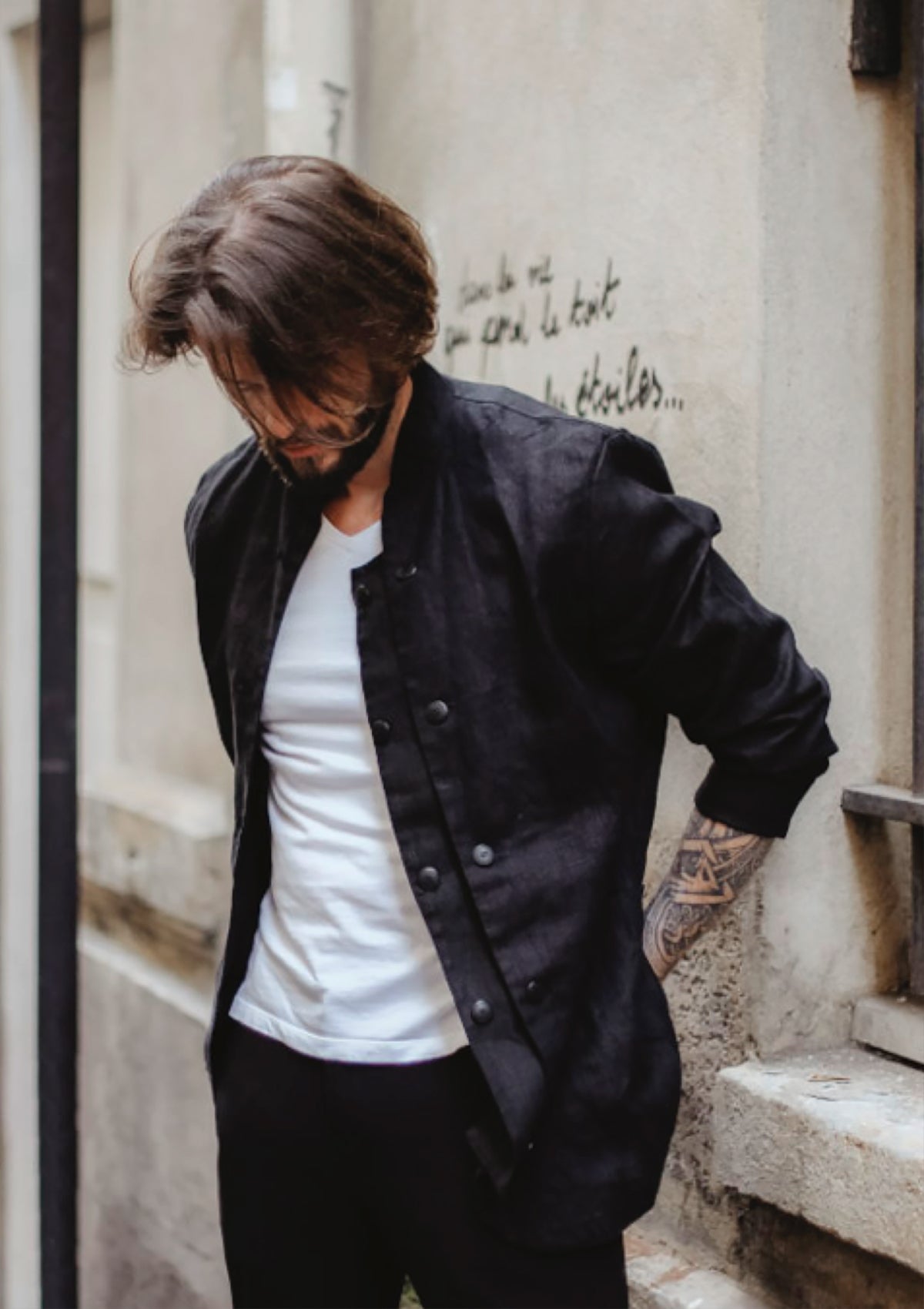 Chaqueta de chef Sydney de lino fino unisex manga larga | U.C.W