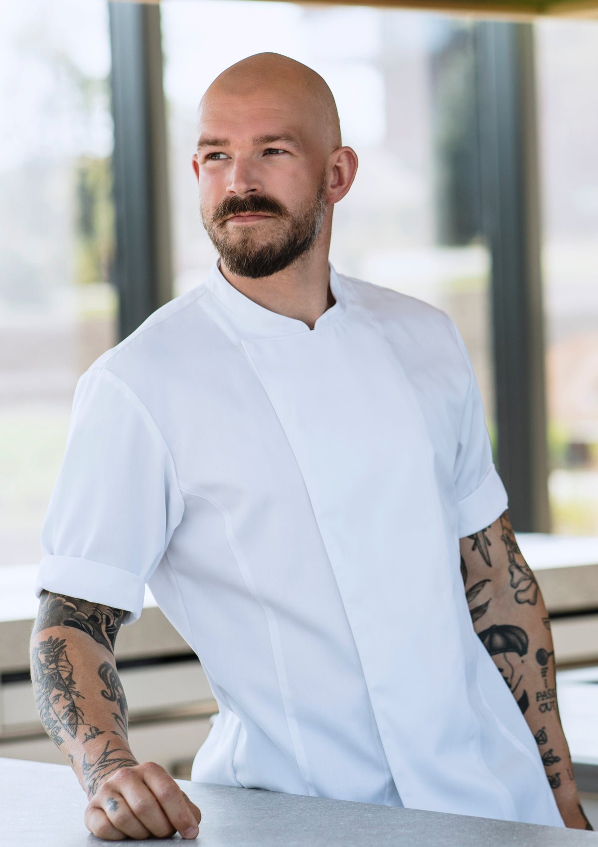 Unisex Short-Sleeved Chef's shirt With Stretch Panels