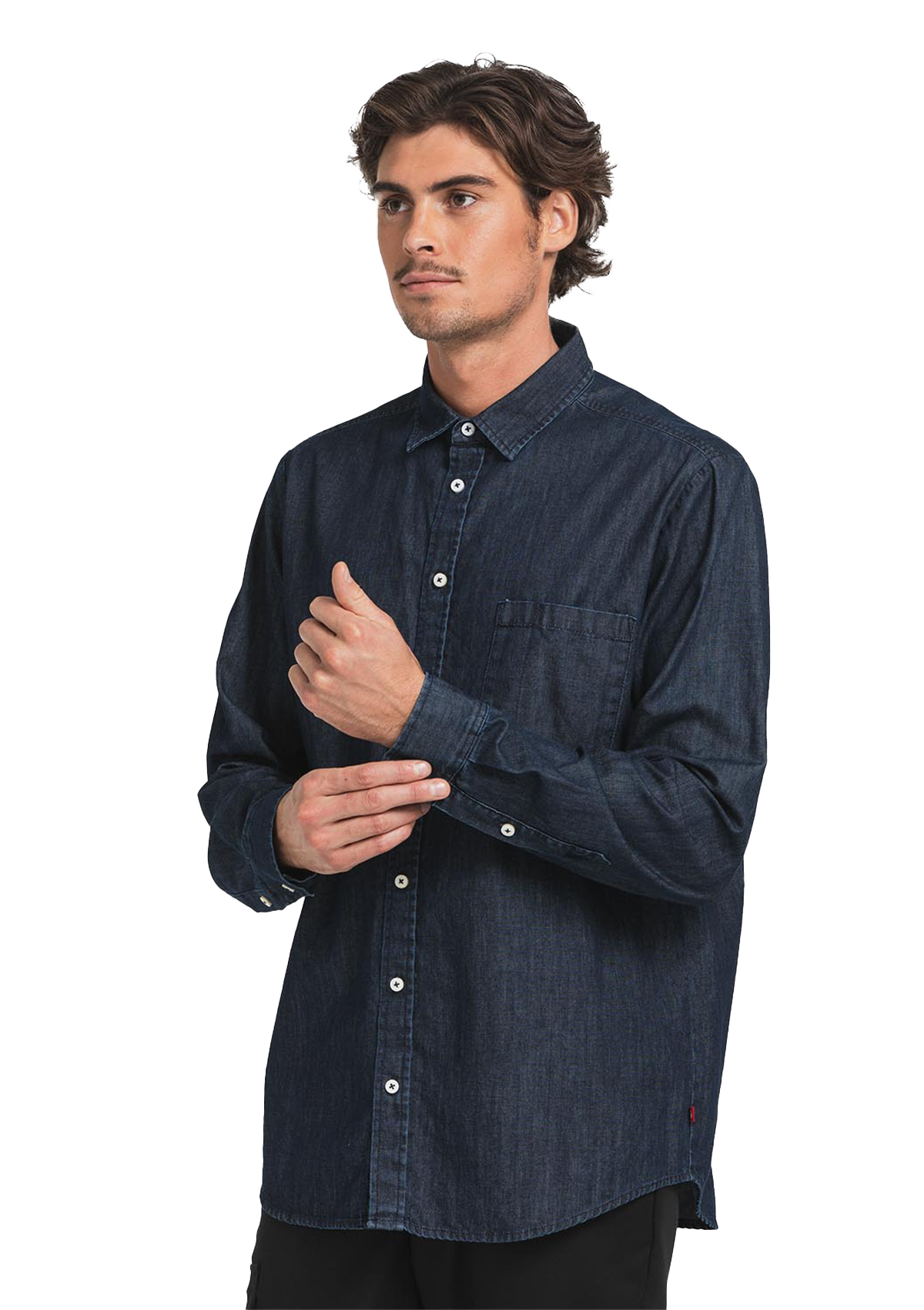 Chemise en denim pour homme, coupe régulière