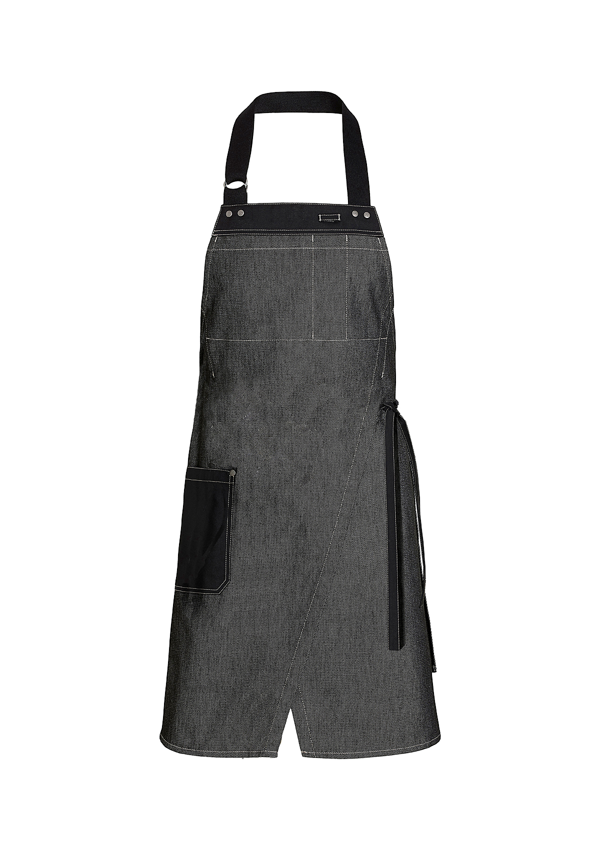 Raw Bib Apron with Slit Unisex