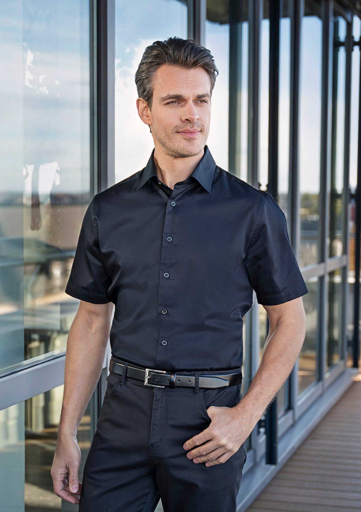 Men's Shirt Active-Stretch Short Sleeves Modern-Fit
