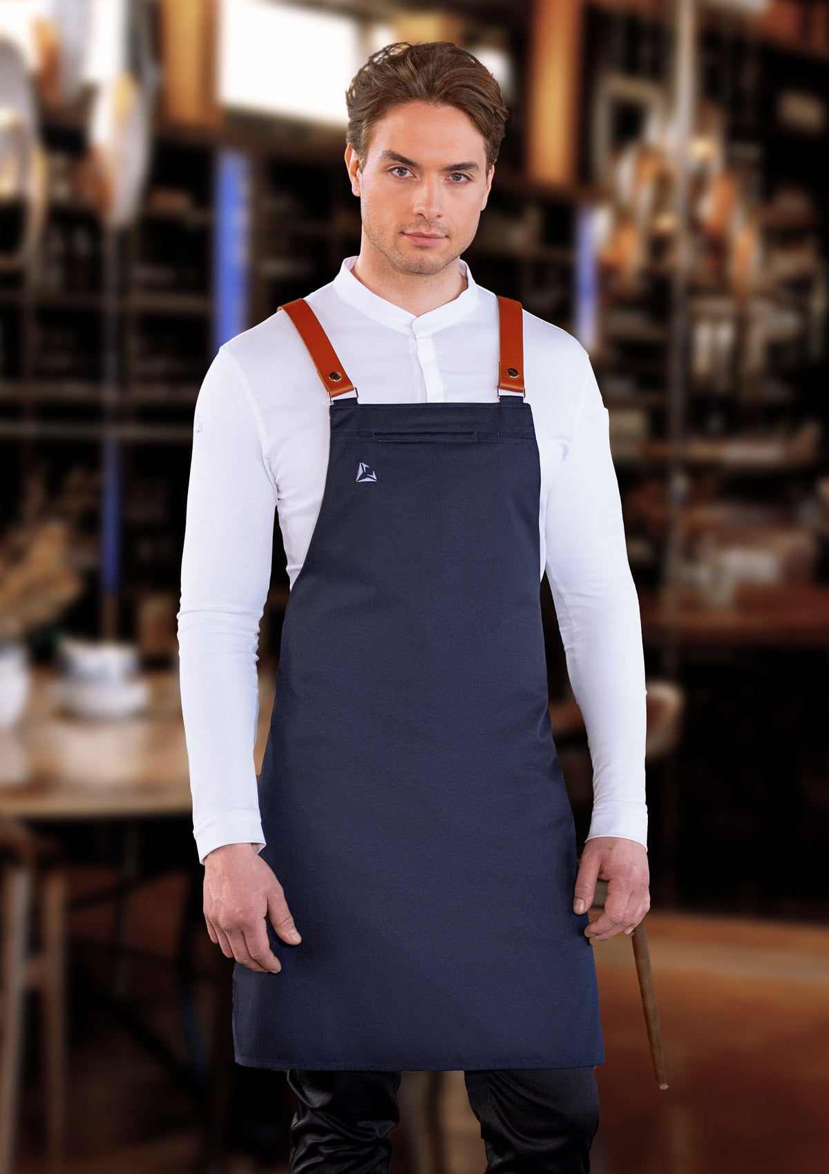 Bib Apron DIAMOND CUT® with genuine Leather Straps Unisex