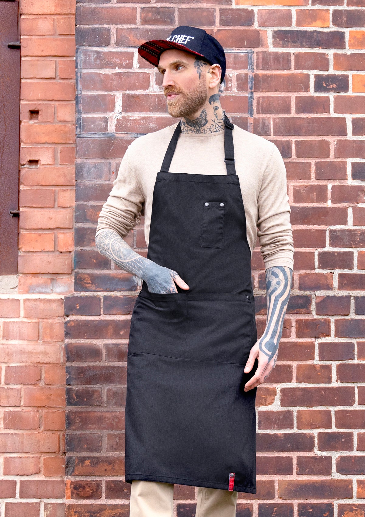 Bib Apron with Buckle & Pockets Unisex ROCK CHEF®