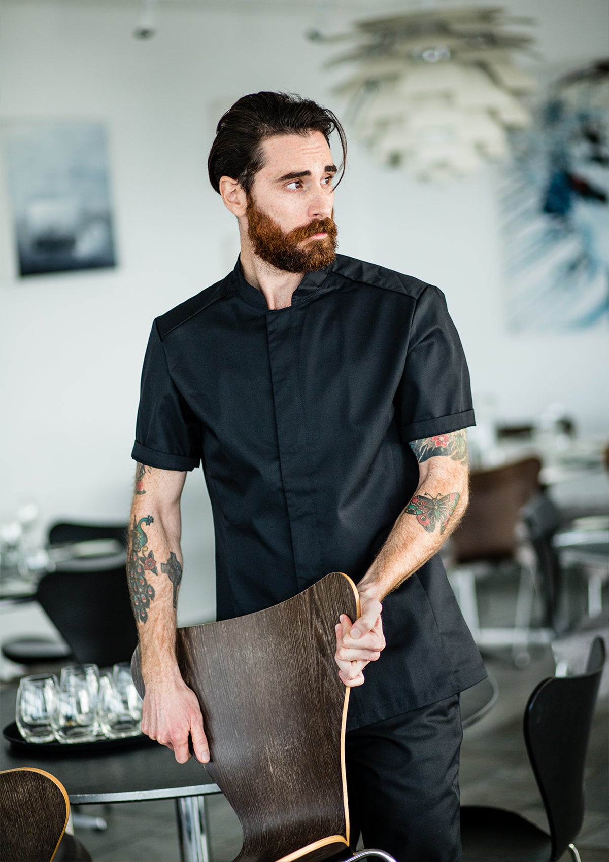 Men's Chef shirt in slimmer fit with short sleeves. Segers | Cookniche