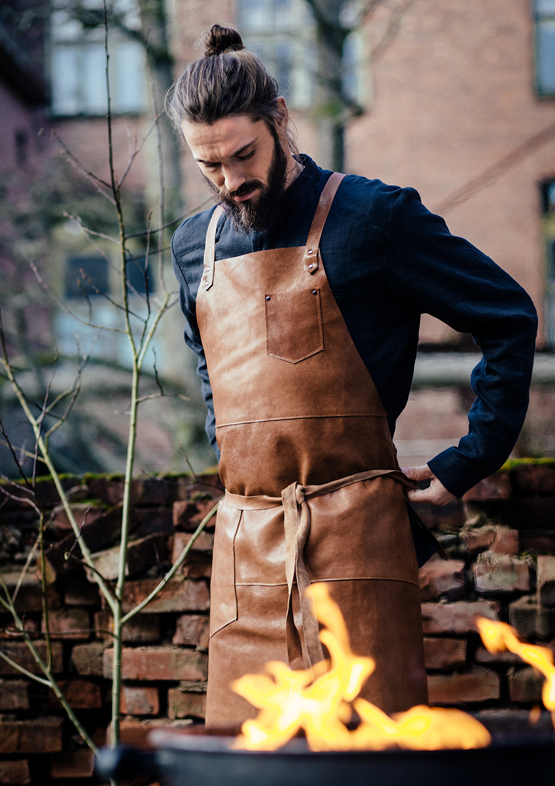 Bib Apron in Real Leather