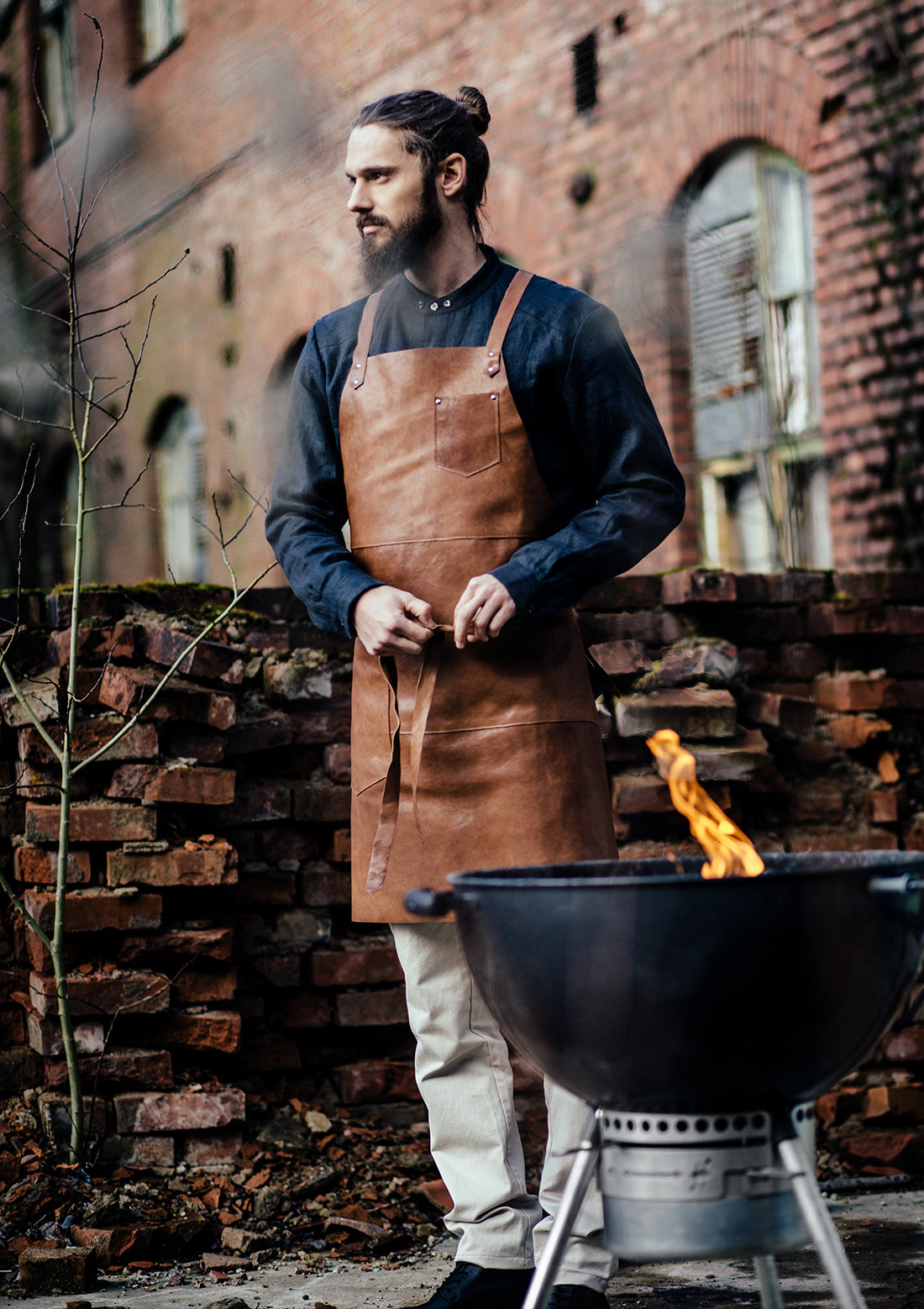 Exclusive Bib Apron in Real Leather