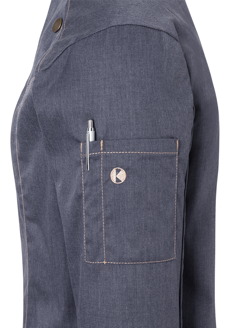 Double-Breasted & Long-Sleeved Chef's Jacket Jeans-Style For Women