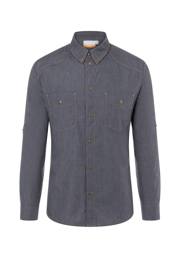 Button-Down & Long-Sleeved Chef's Shirt Jeans-Style For Men