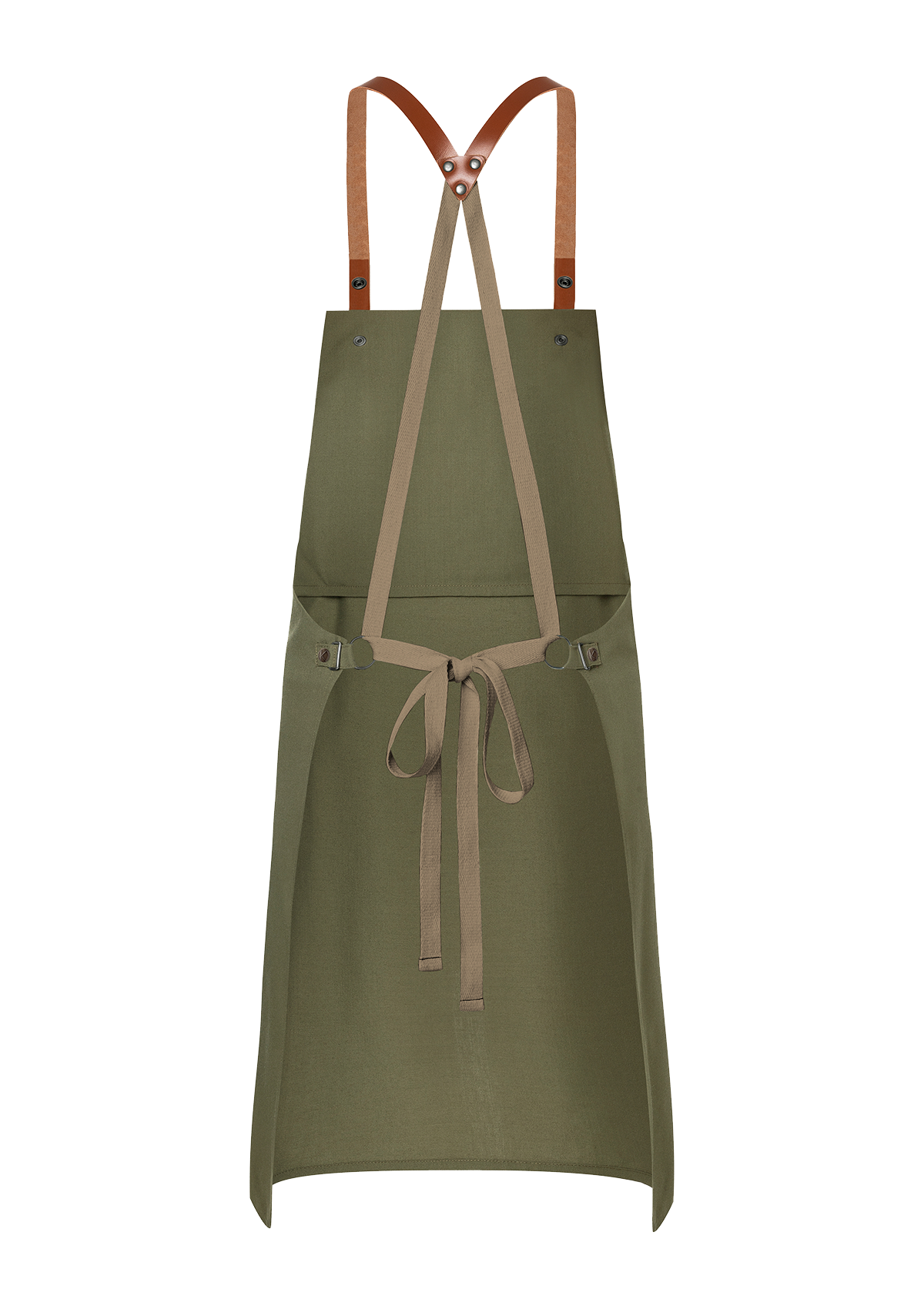 Bib Apron With Leather Straps - Green-Generation