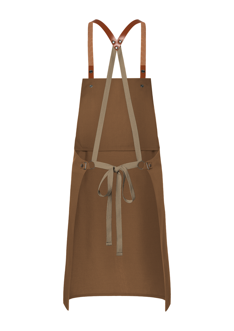 Bib Apron With Leather Straps - Green-Generation