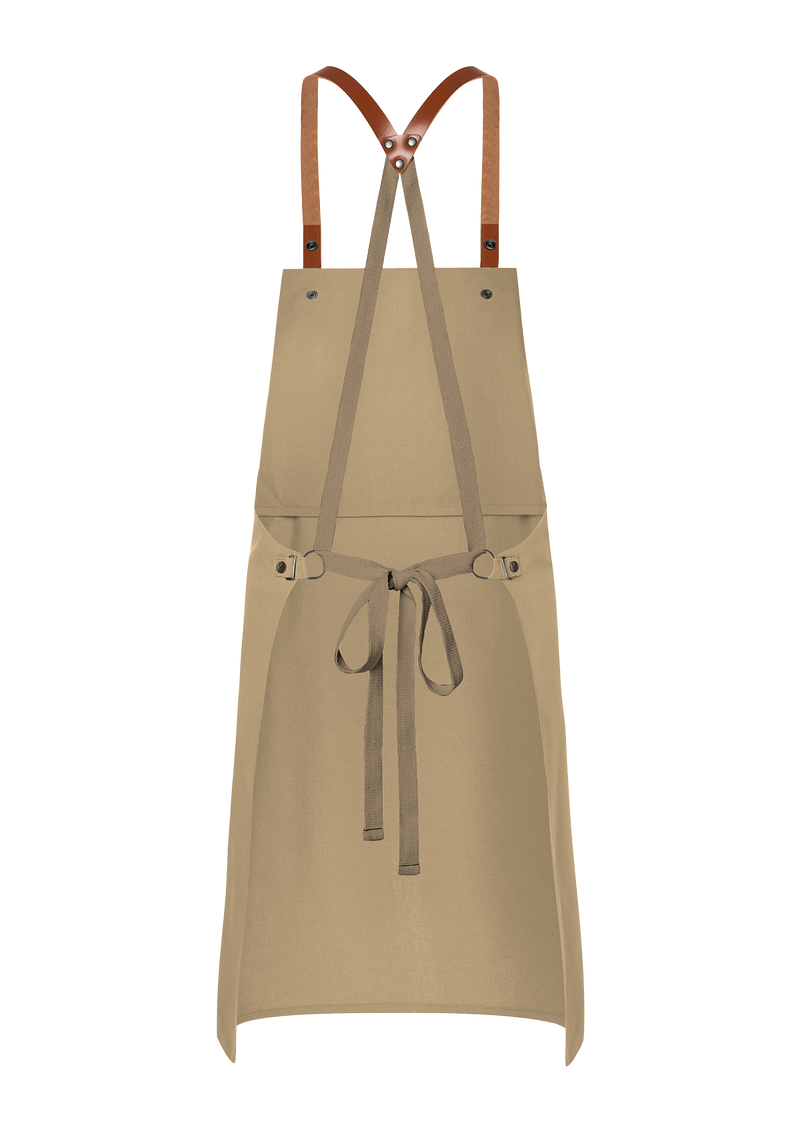 Bib Apron With Leather Straps - Green-Generation