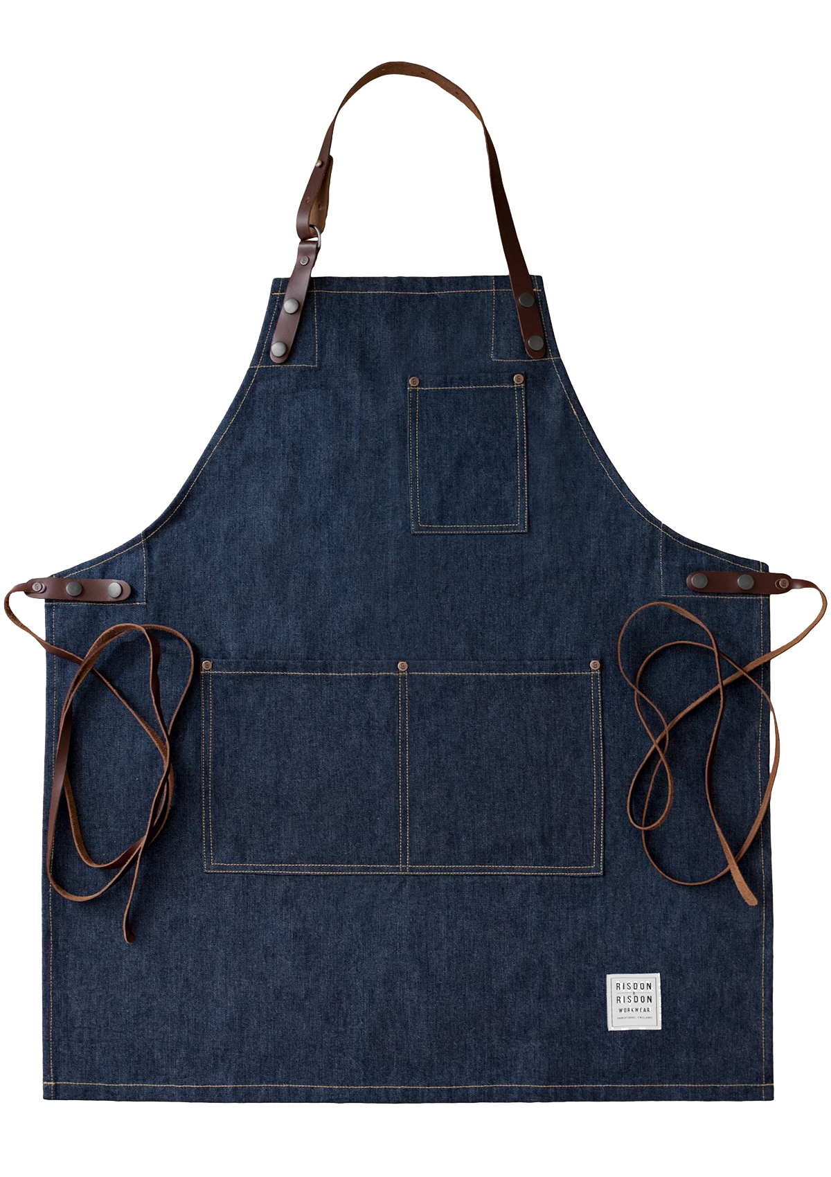 Handcrafted Apron Street in Denim with Leather Straps