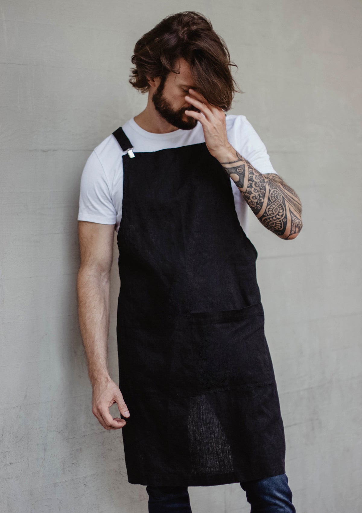 Bib Apron Marseilles Unisex In Fine Linen