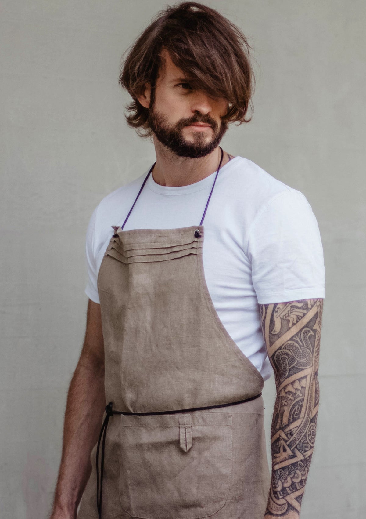 Bib Apron Perth Unisex In Fine Linen